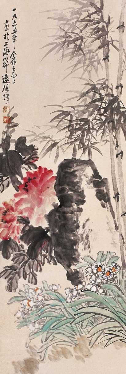 王个簃 1965年作 花卉 立轴